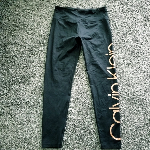 Calvin Klein Performance Gold Oversized Logo Leggings NWOT - Picture 4 of 4